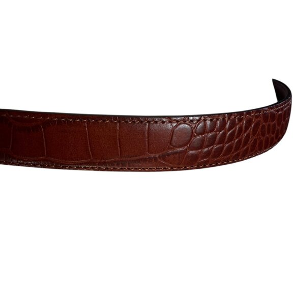 Lauren Ralph Lauren women\'s brown leather alligator embossed belt main image 4